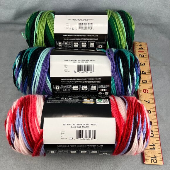 Red Heart Granny Square Yarn Teal + Hot Stuff + Verdant Vine Acrylic 417yd x 3 - Picture 3 of 6